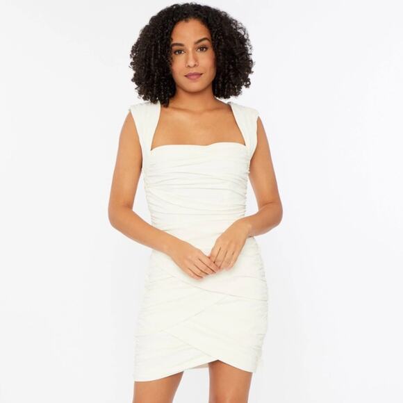 Cinq Á Sept Desiree Bandage Bridal Mini Dress In Ivory - Picture 1 of 14